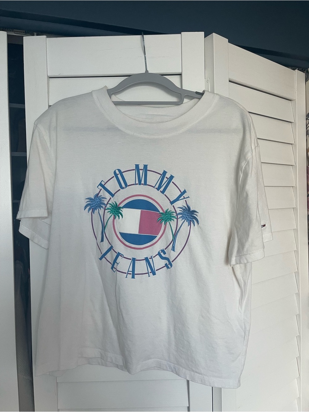 Tommy Hilfiger White Tee with Pink & Blue Graphic